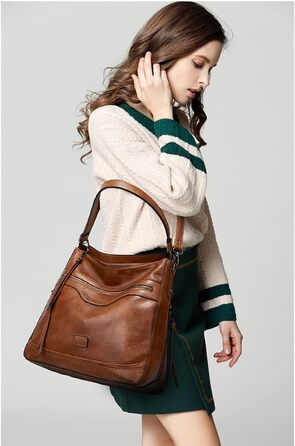 Сумка жіноча шкіряна (PU шкіра) через плече шопер Top-Griff елегантна коричнева Damen