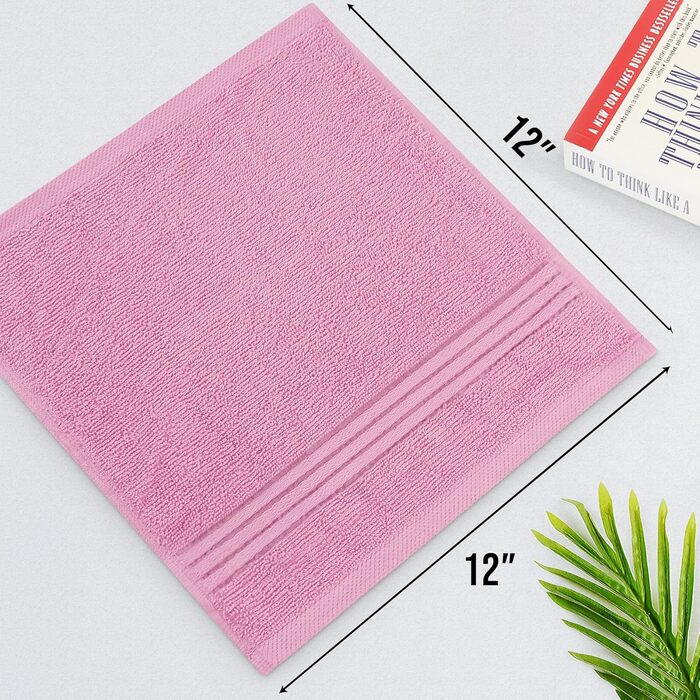 Набір розкішних махрових рушників для обличчя та тіла Utopia Towels, 100% бавовна, 30x30 см, м'які та гігроскопічні, колір Rose, 12 шт.