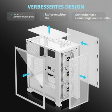 Ігровий корпус darkFlash DRX70 ATX Mid-Tower, 3 RGB-вентилятори 120мм, загартоване скло, сітчаста передня панель, USB 3.0, Білий