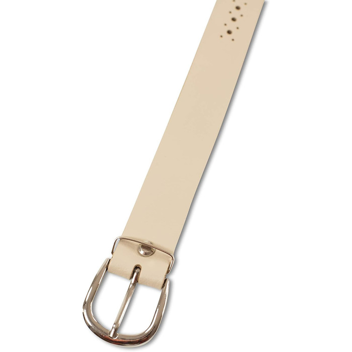 Чоловічий шкіряний ремінь Damengürtel з перфорацією, срібна пряжка, Німеччина (90/BW75, ширина 3 см, кремовий)