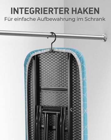 LyriFine Прасувальна дошка 2-в-1 для прасування з парою та класичного прасування, стійка до нагрівання, складана з гачком, міцний сталевий каркас, для парогенераторів (Синій колір з підставкою для праски)