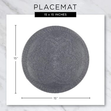 DII PVC Tablecloth Collection - Woven for Indoors and Outdoors, Polyvinyl Chloride, Nautical Blue, Round Placemat Set, 13.75