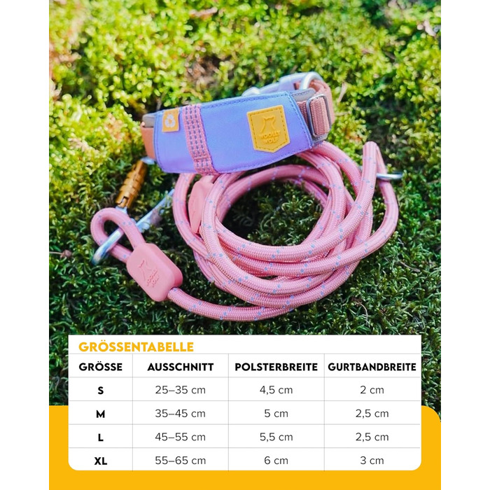 Нашийник для собак середнього розміру Woolly Wolf Alpha 360, розмір M, колір Гляцієрово-зелений - екологічний, зручний, з відбиваючими елементами для безпеки