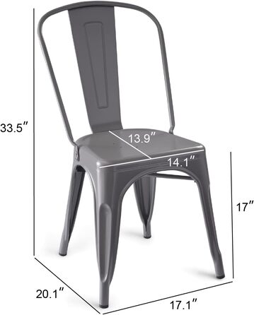 Amazon Basics Stackable Metal Dining Chairs (Set of 4)