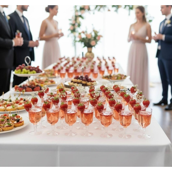 200 склянок для вина MATANA з пластику з золотим блиском (180 мл) – багаторазові келихи для вина, коктейлів, десертів, вечірок, весіль, днів народжень, 200 шт.