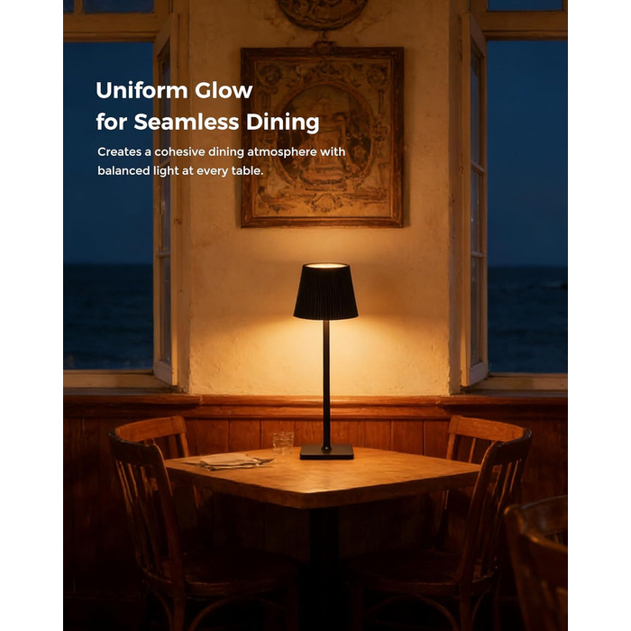 Світлодіодна настільна лампа бездротова LED для вулиці та дому, димована, з акумулятором 5200mAh, водонепроникна IP54, чорна