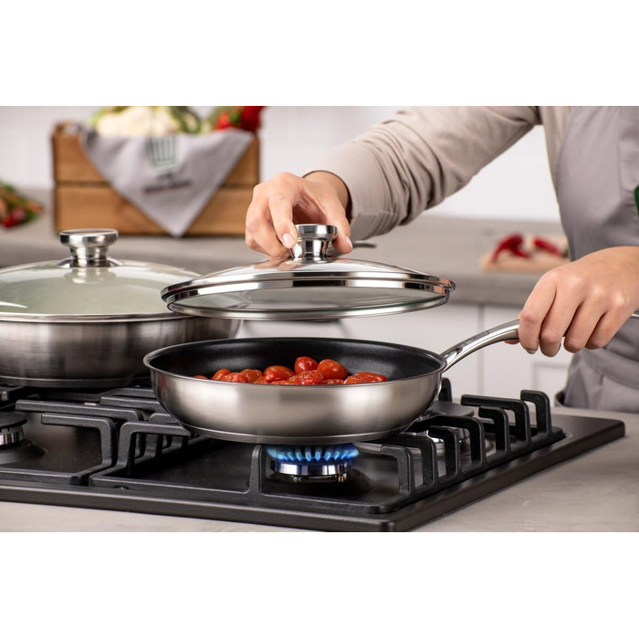 Fackelmann Chefkoch Stainless Steel Fry Pan Set - 28cm & 24cm, Induction & Dishwasher Safe