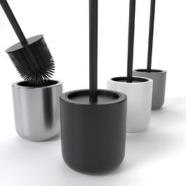 Набір для туалету Savega: щітка для унітазу з нержавіючої сталі та силікону з антибактеріальною насадкою та тримачем (чорний)