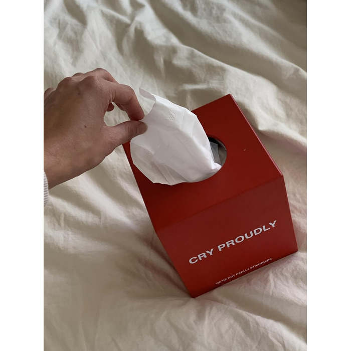 We're Not Really Strangers Cosmetic Tissue Holder Proudly, Square, Red, 13 x 13 x 14 cm, Stylish and Functional Design