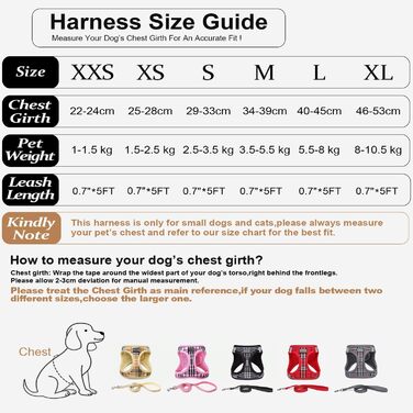 Шлейка для собак Suredoo для маленьких собак з повідком, анти-тягнуча, світловідбиваюча, дихаюча, нагрудна, для цуценят (Червоно-біла клітинка, M, Обхват грудей: 34-39см)