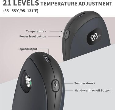 Електричний грієчка для рук Unigear 5200mAh з Powerbank, USB, 35-55°C, цифровий дисплей, для активного відпочинку, чорний