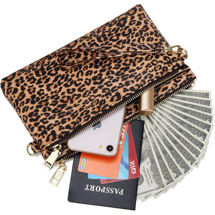 Сумка жіноча через плече зі шкіри, крос-боді, багато відділень, леопардовий принт