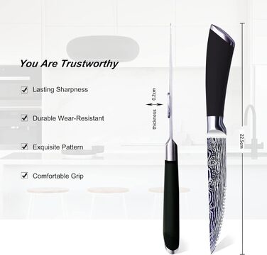 Набір кухонних ножів Hoablorn з бруском 15 предметів. Брусок з акації, міцний магнітний тримач. Ідеальний подарунок на новосілля та весілля (сріблястий)