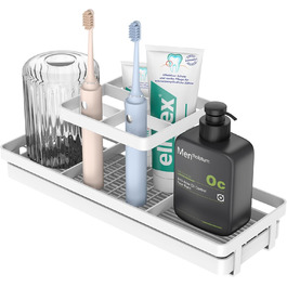 Bathroom Toothbrush Holder, 5 Slots, Carbon Steel, Toothbrush Holder, Electric Toothbrush & Toothpaste, Bathroom Countertop Accessory, Shower, Black