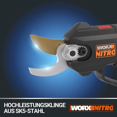 Worx NITRO WG330E.9 20V Cordless Hedge Trimmer - Effortless cutting thanks to electric drive, brushless motor, without battery and charger, Black/Orange