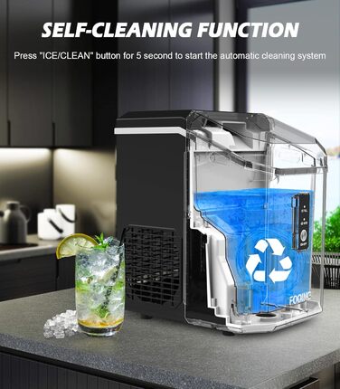 Машина для приготування кубиків льоду Ice Maker - 2L, чорна, з LED-дисплеєм, лопаткою та кошиком. Швидке приготування льоду за 6 хвилин.
