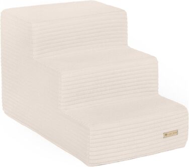 Сходинка для собак Velinda з 3 ступенями, також підходить для котів. Допомагає тваринам легко підніматися. Матеріал: піна, колір: кремовий (Cord)