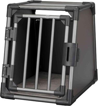 Тріксі переносна переносна клітка для собак з алюмінію, сіра, розмір L (61 x 48 x 56 см) - стабільна, тиха, з нековзною підстилкою