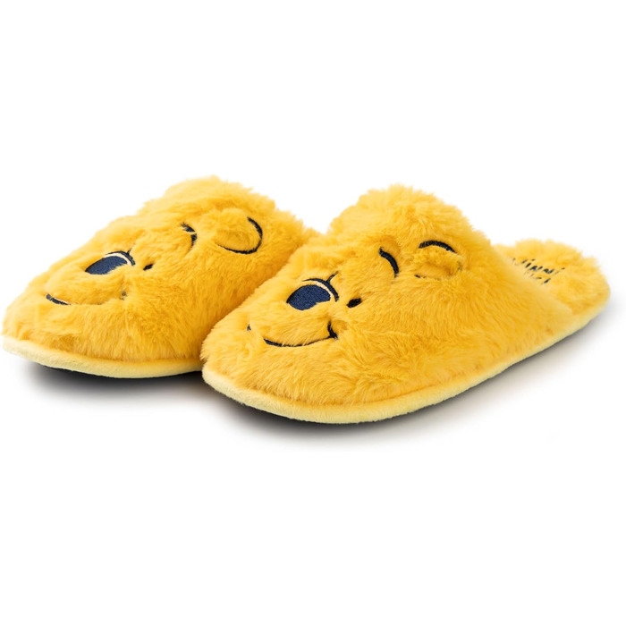 Жіночі домашні тапочки Disney Вінні-Пух | Теплі тапочки-пантолетки з ведмедиком Пух в жовтому кольорі | З вишитим обличчям персонажа для дорослих та підлітків 36/37 EU