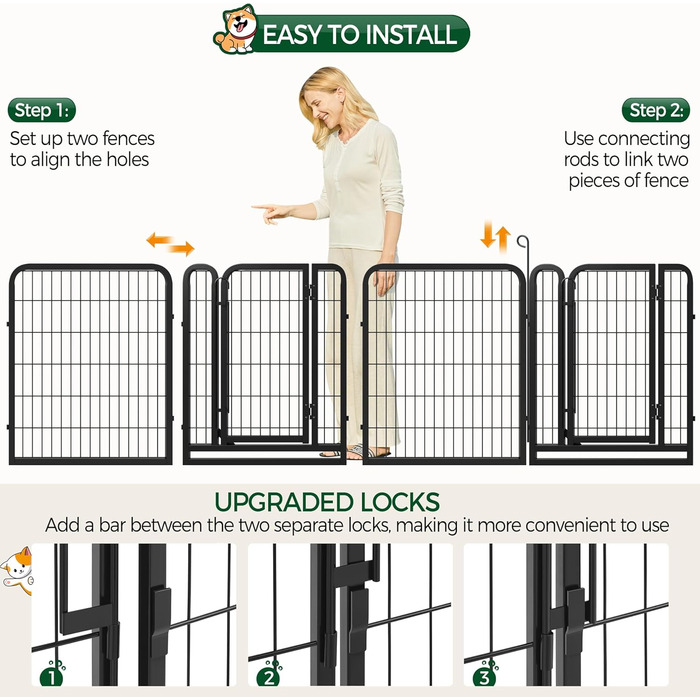 Yaheetech Folding Dog Playpen - 100cm High, 6-Panel, Portable Dog Kennel with Door for Indoor & Outdoor Use - Easy Assembly