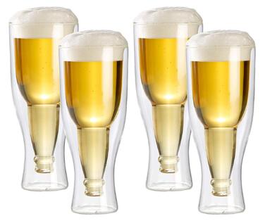 Набір пивних склянок Infactory Thermo Bierglas 0.33л (4 шт) - термосклянки для пива, подвійні стінки
