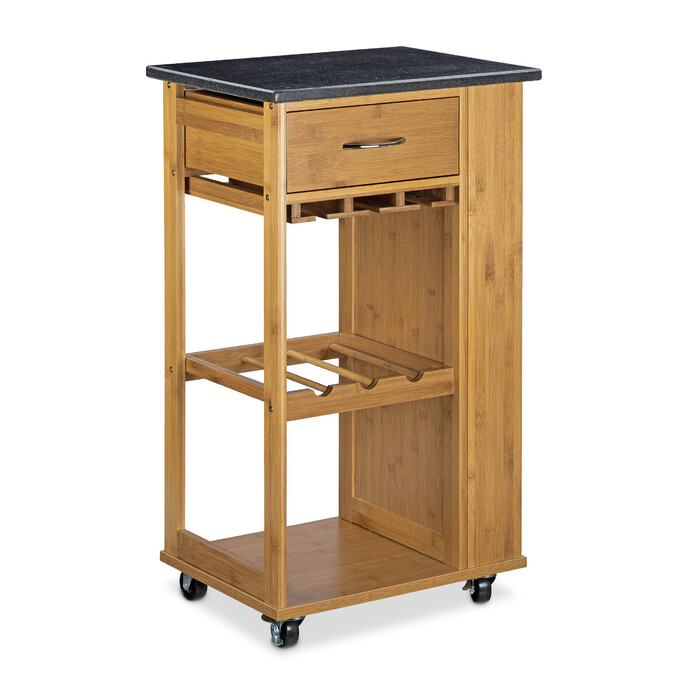 Relaxdays Kitchen Cart ALFRED L with Wine Rack