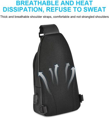 Чоловіча нагрудна сумка Brusttasche з USB-зарядкою, Oxford-тканина, водонепроникна, для спорту, роботи, подорожей (#5 B-сірий)