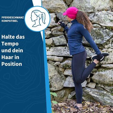 TrailHeads Fleece Sport Mütze Damen - Флісова шапка для жінок TrailHeads з отвором для хвостика, зимова шапка з світловідбиваючим краєм, універсальний розмір (Magenta)