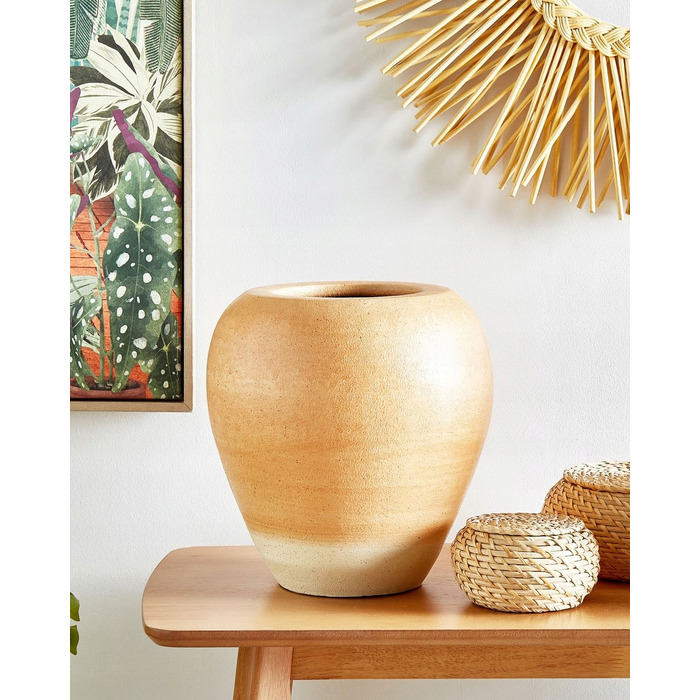 Декоративна керамічна ваза SKIONE, 34 см, світло-коричнева