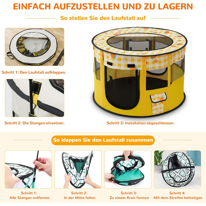 Розкладний вольєр для тварин ALLSOPETS: переносна клітка для котів, собак, кроликів (XL) з сумкою