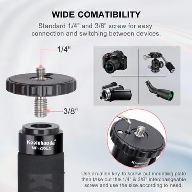 Монопод Koolehaoda MP-285EC для камери: карбонове одноноге штатив, 166 см, 6 секцій, вантажопідйомність 10 кг