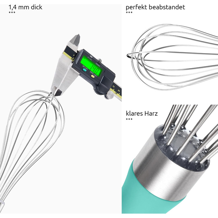 Міксер кухонний U-Taste зі сталі 18/10, 30 см, 12 гнучких дротів, силіконовий грибок