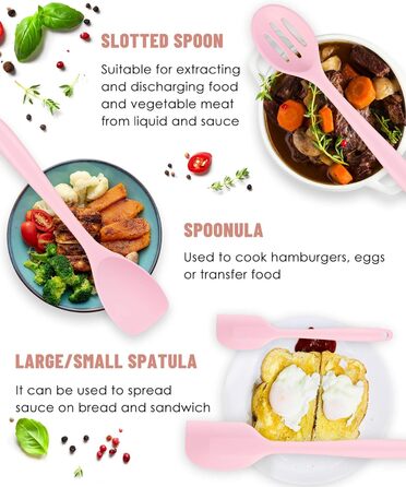 Набір кухонних аксесуарів з силікону, 12 шт., BPA-free, для антипригарного посуду, зелений (рожевий)