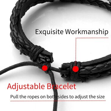 Чоловічий шкіряний браслет MILAKOO, набір браслетів та манжет для жінок та чоловіків (чорний)