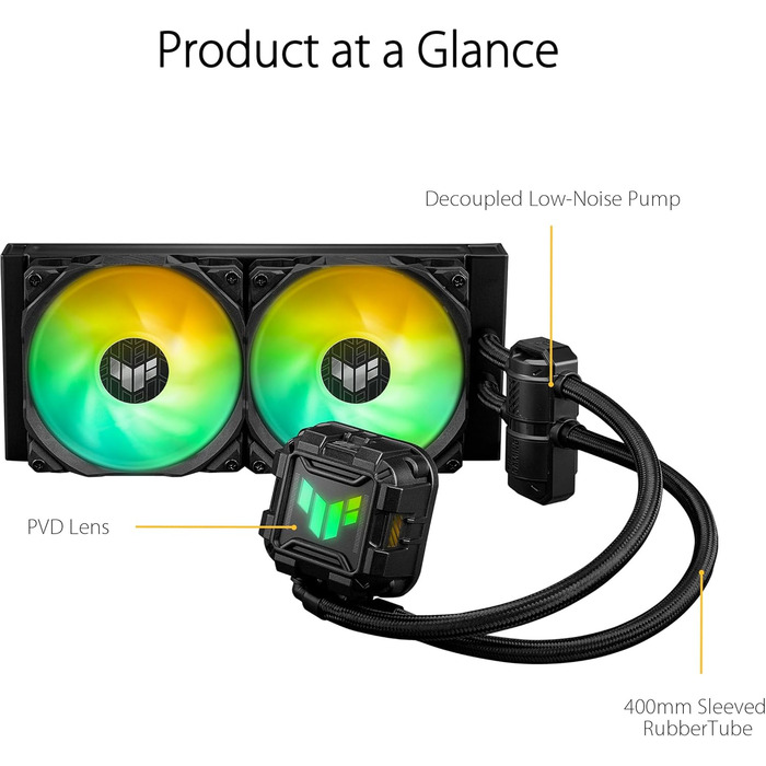 Система водяного охолодження ASUS TUF Gaming LC II 240 ARGB - 2 вентилятори, чорний колір