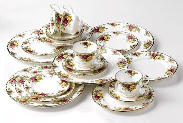 Сервіз Royal Albert Old Country Roses на 4 персони, вінтажний, з кістяного фарфору, середній квітковий візерунок, чайник 0,8 л, подарунковий набір