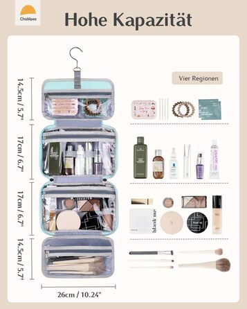 Жіночий дорожній косметичний набір для підвішування – водонепроникний, з прозорим вікном, легкий, для косметики, шампуню, рожевий, середній (26x17x9 см)