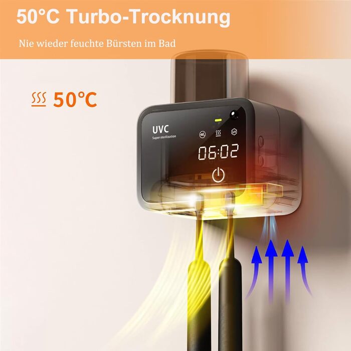 Утримувач для зубних щіток Maxspace з UV-стерилізатором, сушкою та таймером (білий)