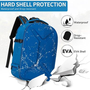 Рюкзак для фотокамери з жорстким корпусом, водонепроникний, ударостійкий, з відділенням для ноутбука 15,6 дюймів та кріпленням для штатива, сумісний з Canon/Nikon/Sony (Блакитний)