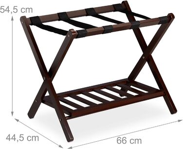 Relaxdays Folding Suit Stand, Suit Stool Wood, HBT: 54.5 x 66 x 44.5 cm, 2 Shelves, Suit Storage Hotel, white, 10029975_49 (Brown)