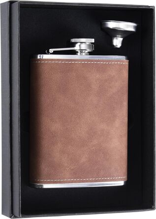 Фляга з гравіюванням, набір фляги з чашкою та воронкою, персоналізовані подарунки (8oz/237ml, коричнева)