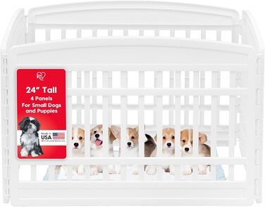 Клітка для собак IRIS USA 61 см, 6 панелей, 61 x 61 x 24 см, загін для цуценят, білий, для дому