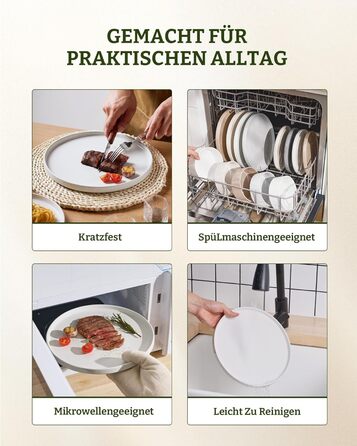 Набір посуду Nebula для 6 осіб: 18-ти частинний набір тарілок та наборів мисок, розбризкування з каменю, сервіз, придатний для мікрохвильової печі та посудомийної машини, білий сервіз