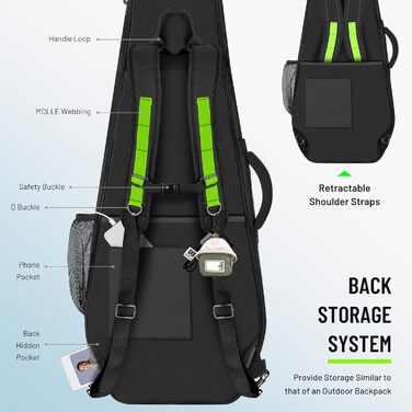 CAHAYA Softshell Сумка для електрогітари Outdoor - 12 мм підкладка, Gigbag з кишенями, патчі DIY, для ST, LP, Tele