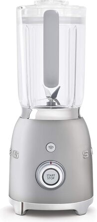 SMEG, BLF01SVEU 1.5 l Standmixer, 4 speed settings, 3 automatic programs, Detachable double blade, Transparent lid opening with dosing cap, Non-slip base, 800W, Silver