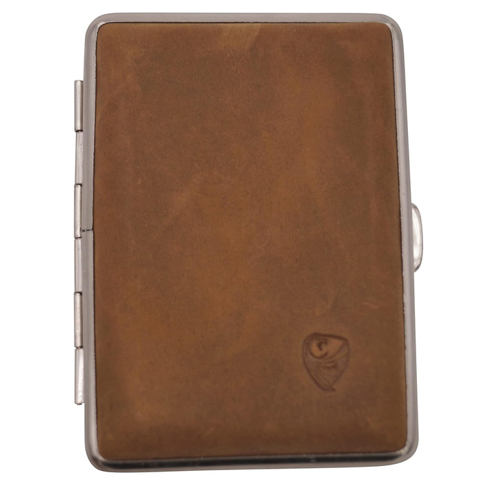 GERMANUS Cigarette Case, Wild Rind (Wild Bull), handcrafted, brown, 85 mm, Medium size 2II