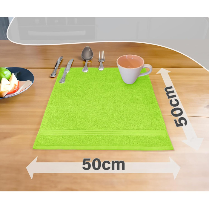 Lashuma 4-Piece Set of Small Kitchen Towels 50x50 cm, Linz Kitchen Towels for Hands Green