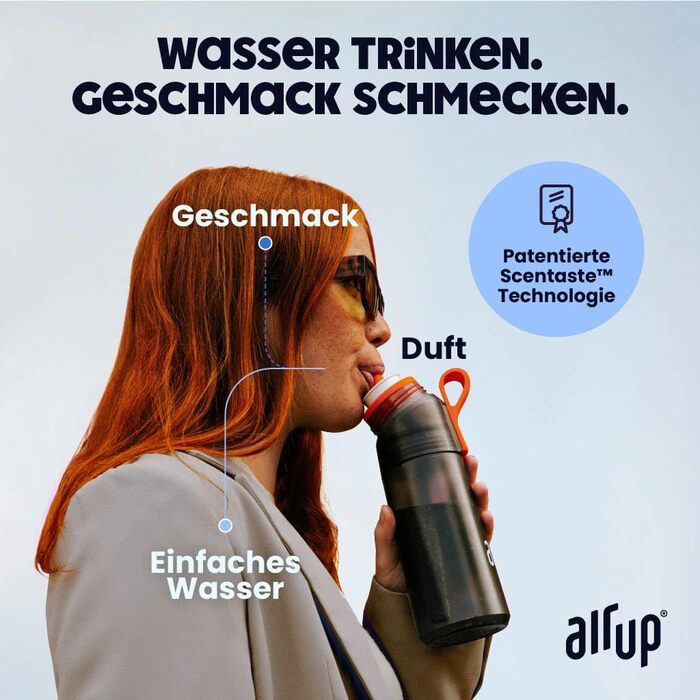 Пляшка для води air up 600 мл з аромат-подушечками, синя, для школи, спорту, з трубочкою, підходить для дітей, без цукру, сумісна з газованою водою