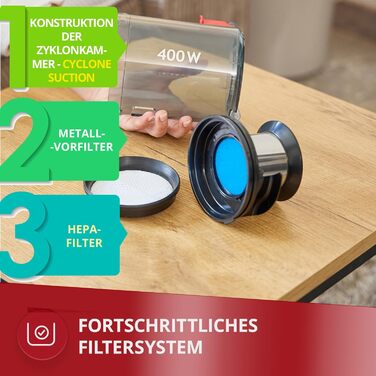 Акумуляторний пилосос MPM з цифровим дисплеєм та ручним пилососом 29,2V/250W - Інтелектуальний датчик пилу - Бездротовий акумуляторний пилосос - Пилосос без мішка - З кріпленням на стіну та аксесуарами