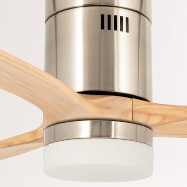 Вентилятор стельовий WINDCALM M/ з підсвічуванням, Нікель, Колір світлого дерева, з пультом, 40W, Ø132cm, DC-двигун, літньо-зимовий режим, таймер 1-4 год
